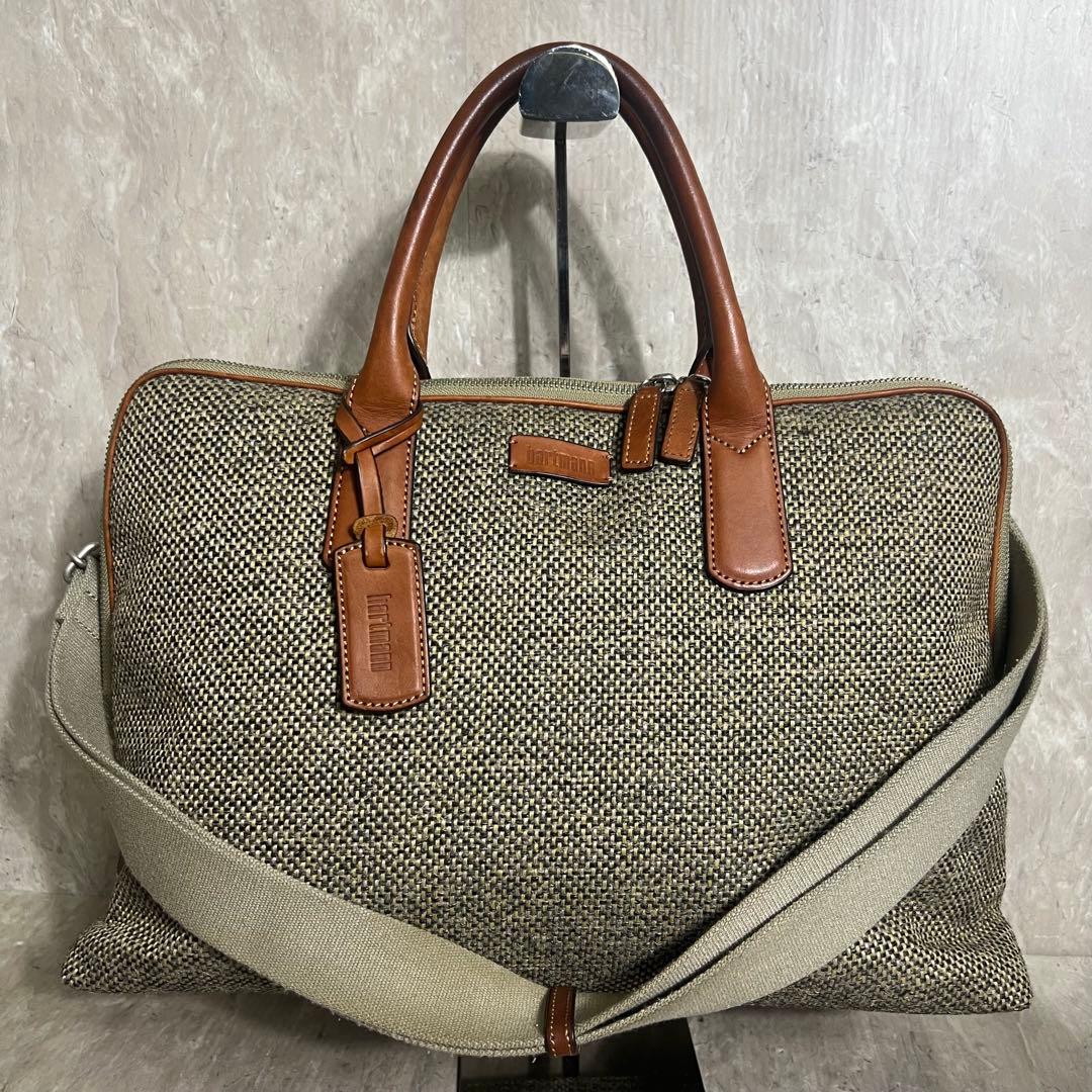 Hartmann ハートマン ビジネスバッグ ツイード ラウンドジップ L