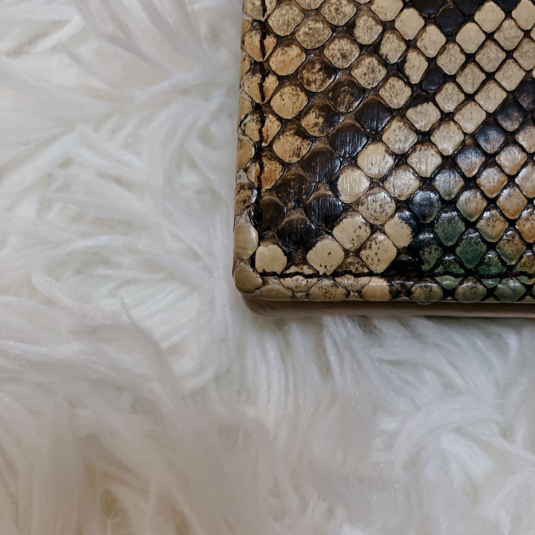 美品　GUCCIグッチ パイソン GGマーモント 折り財布 コンパクトウォレット