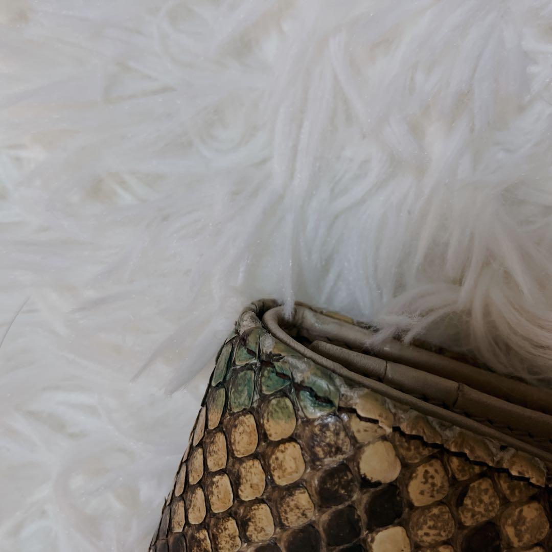 美品　GUCCIグッチ パイソン GGマーモント 折り財布 コンパクトウォレット