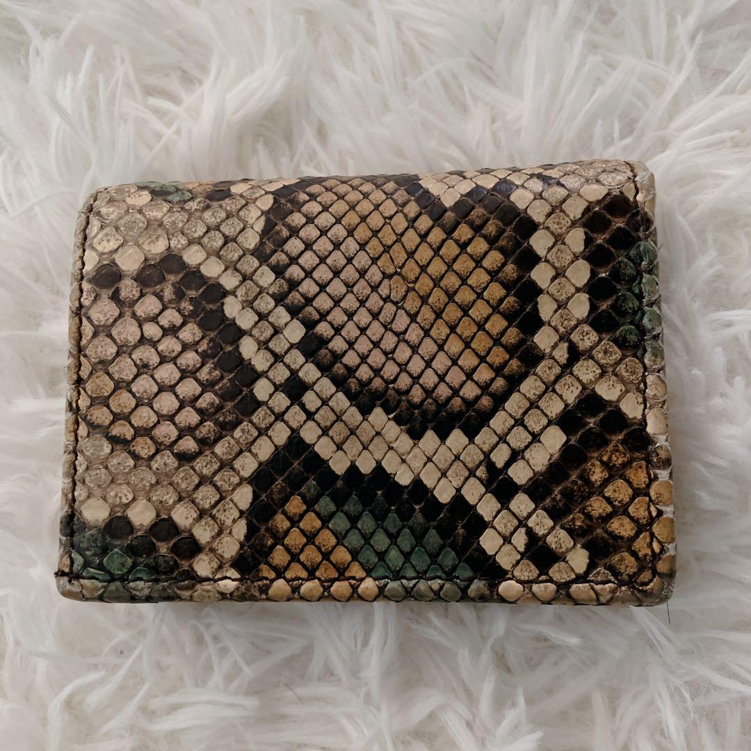 美品　GUCCIグッチ パイソン GGマーモント 折り財布 コンパクトウォレット