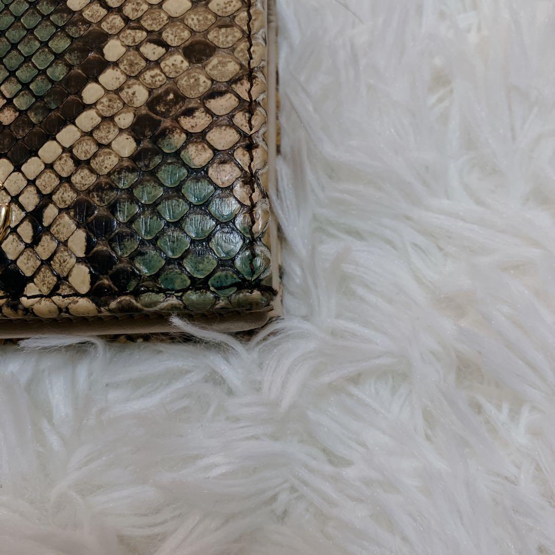 美品　GUCCIグッチ パイソン GGマーモント 折り財布 コンパクトウォレット