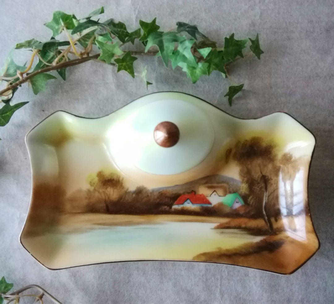 逸品　オールドノリタケ　ヤジロベー印　インク壺付きペントレー　和骨董アンティーク