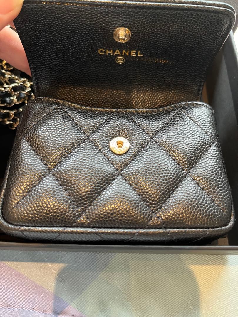 シャネル　フラップ　ケース　カードケース　ミニチェーンウォレット