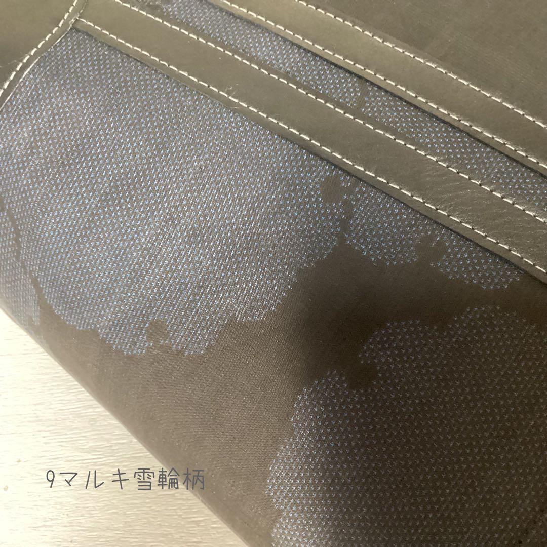 大島紬 ×本革 着物リメイク トートバッグ 和装バッグ ハンドメイド 雪輪柄 黒