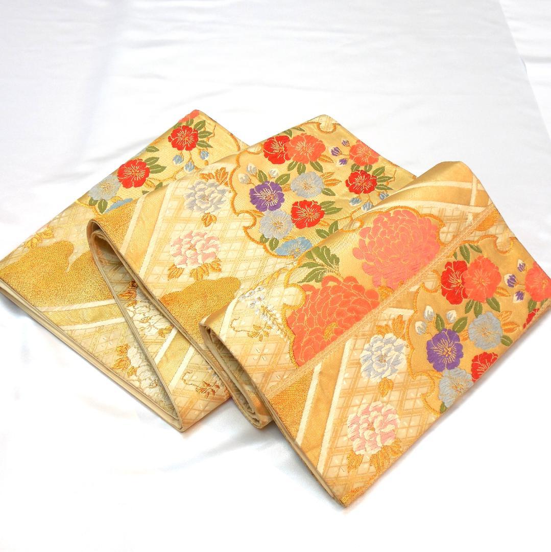 極美品★振袖フルセット　正絹　振袖　7点セット　成人式　Mサイズ　緑　赤　古典柄