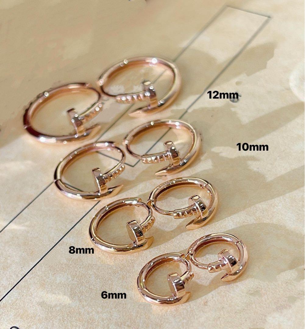 ヘイヤ K18YG 8mm 釘モチーフ　フープピアス　(ダイヤなし)