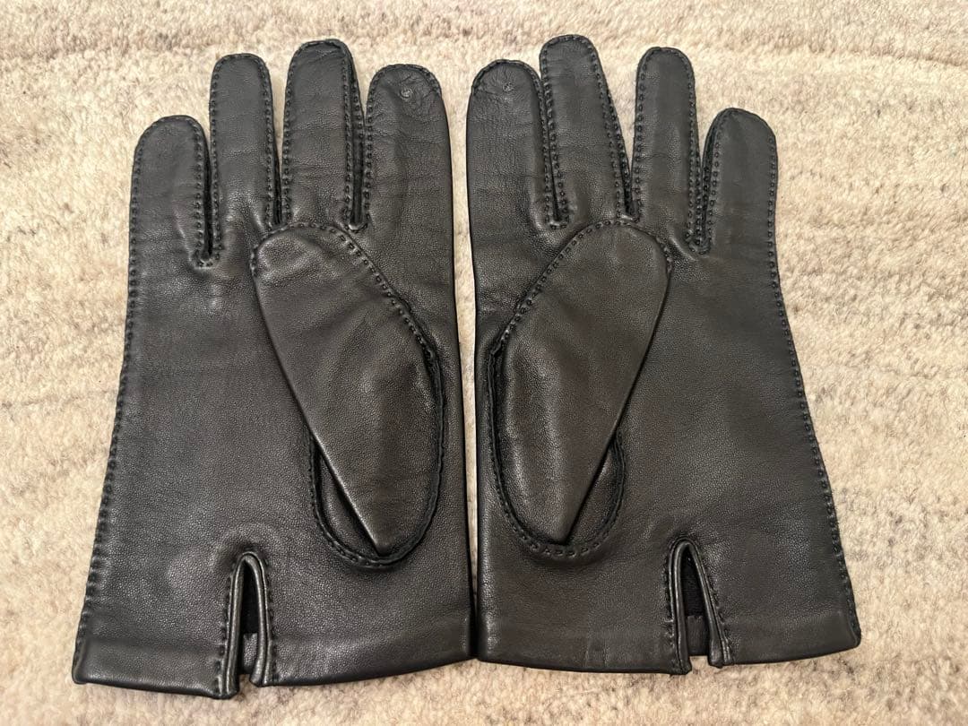 【新品】 エルメス ラムスキン レザーグローブ メンズ8 1/2 シルク裏地