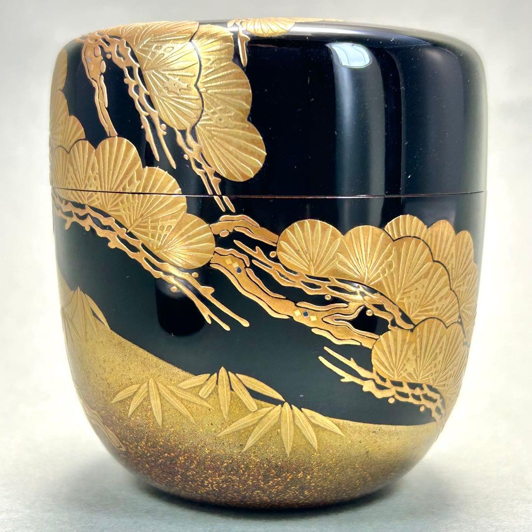 棗　『一瓢斎　而妙斎書付』　大棗　老松蒔絵　花押　お茶道具　茶道　書付箱　工芸品