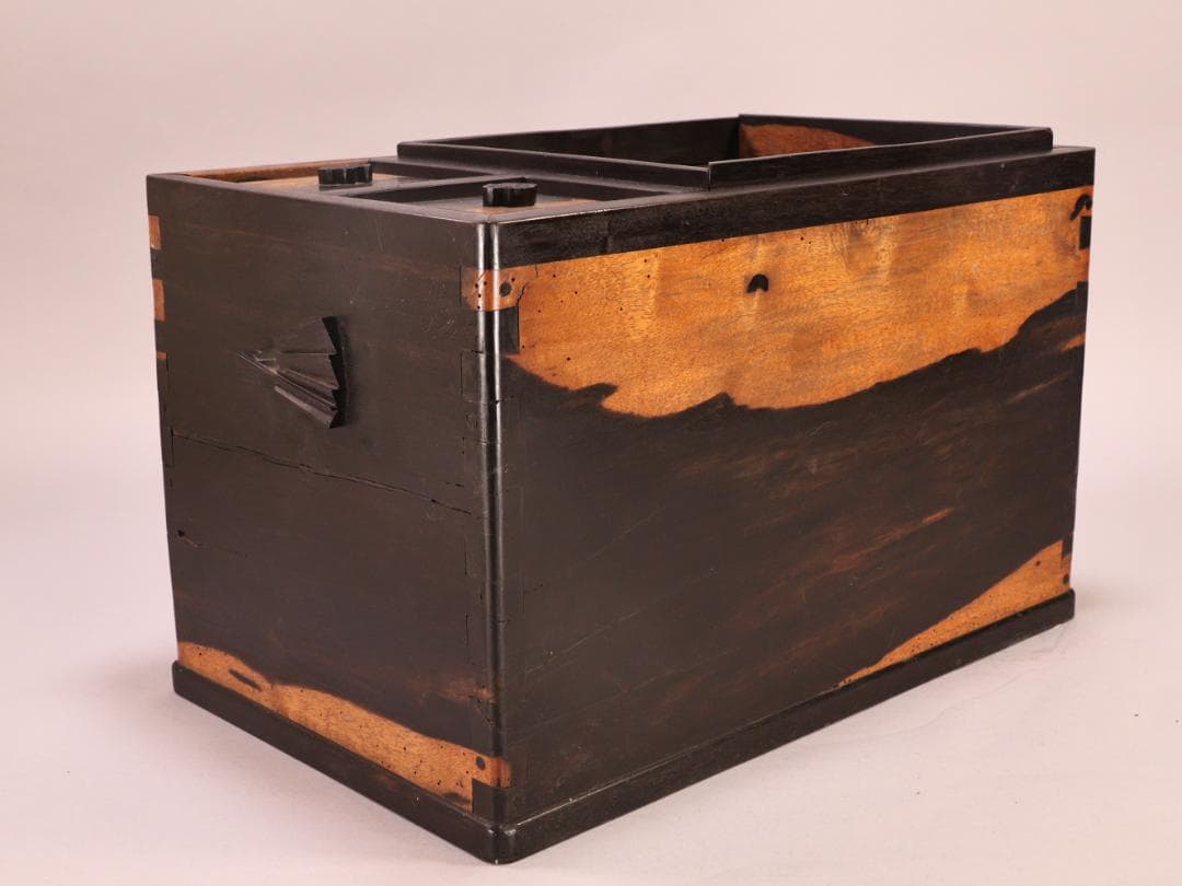 BK263　時代家具　黒柿製　豆火鉢　関東火鉢　手炙り　茶道具