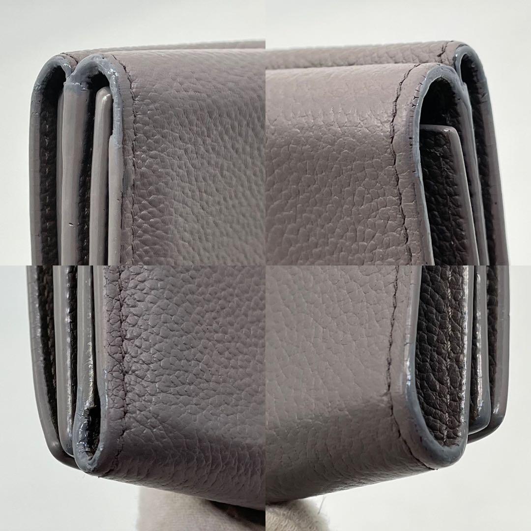 サンローラン 三つ折り財布 ロゴ入り タイニーウォレット オリガミ グレー 本革