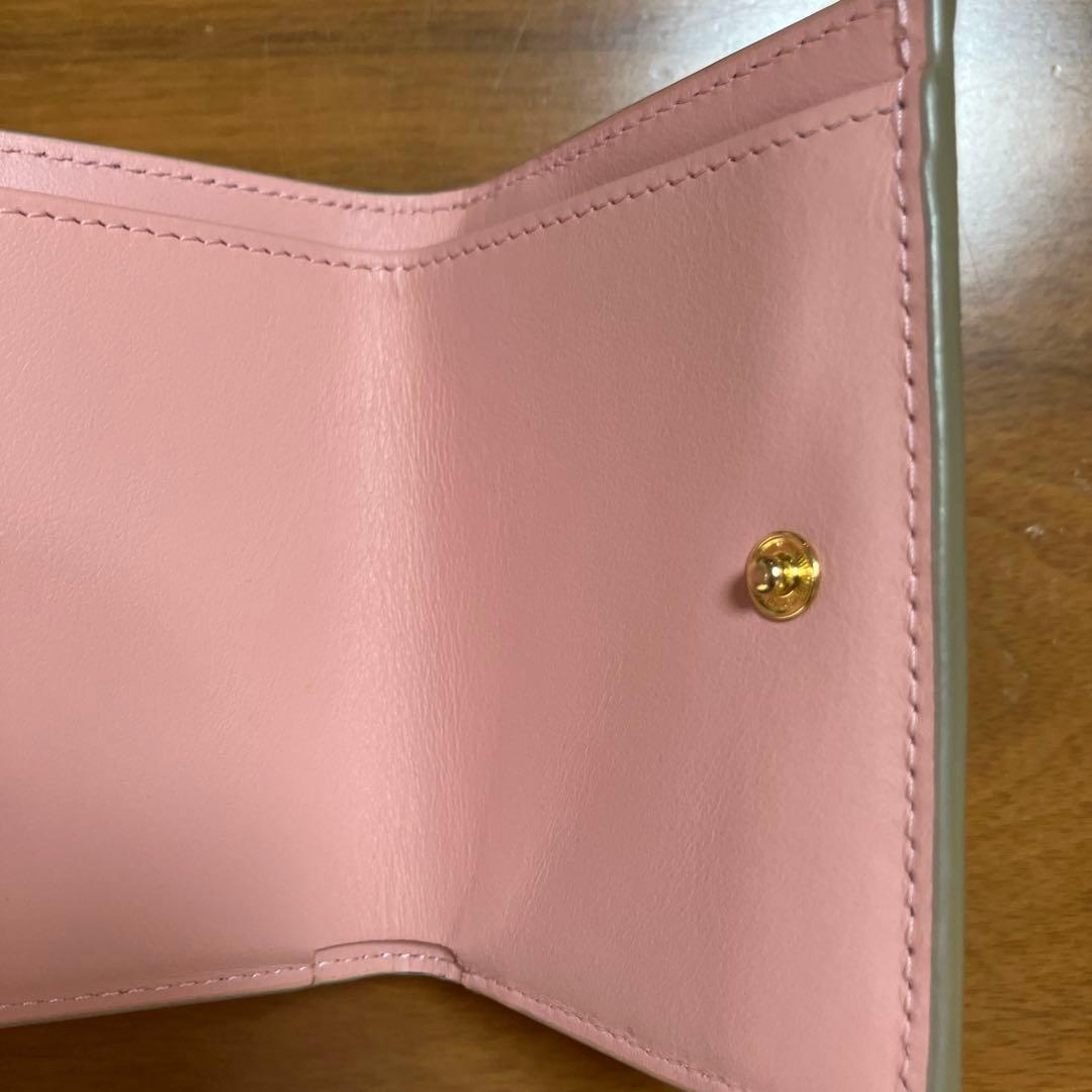 BONAVENTURA 三つ折り財布 グレージュ×ベビーピンク