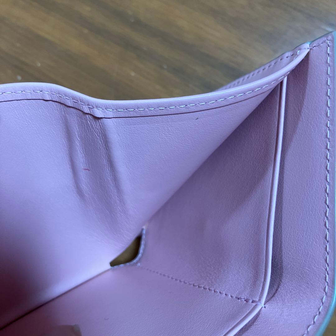 BONAVENTURA 三つ折り財布 グレージュ×ベビーピンク