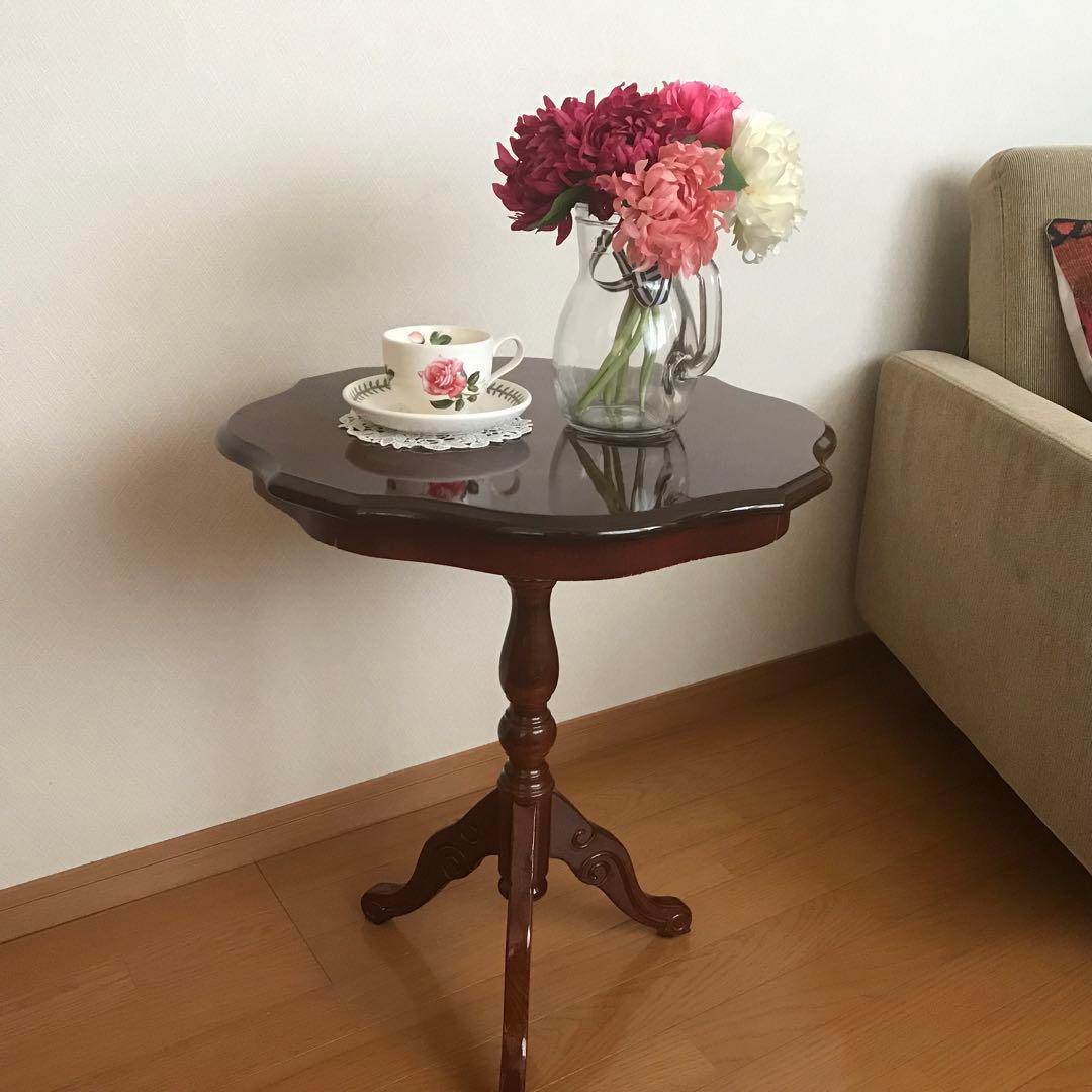 アンティーク　コーヒーテーブル　サイドテーブル　木製象嵌　イタリア製