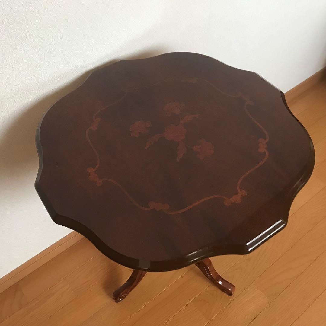 アンティーク　コーヒーテーブル　サイドテーブル　木製象嵌　イタリア製