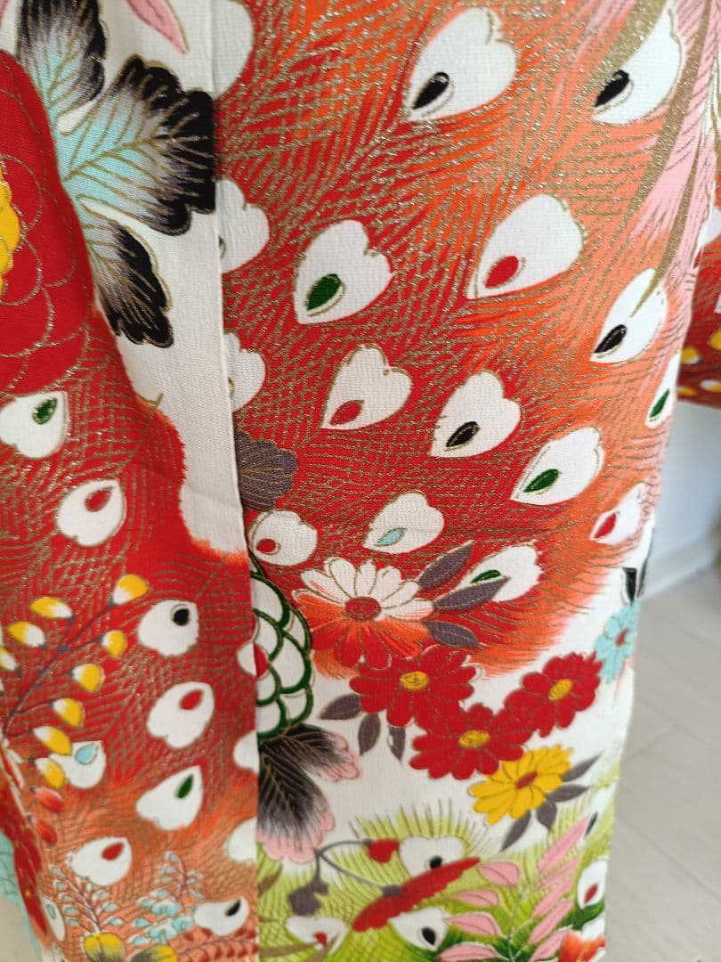 アンティーク孔雀の羽の模様☆七五三3歳着物単品