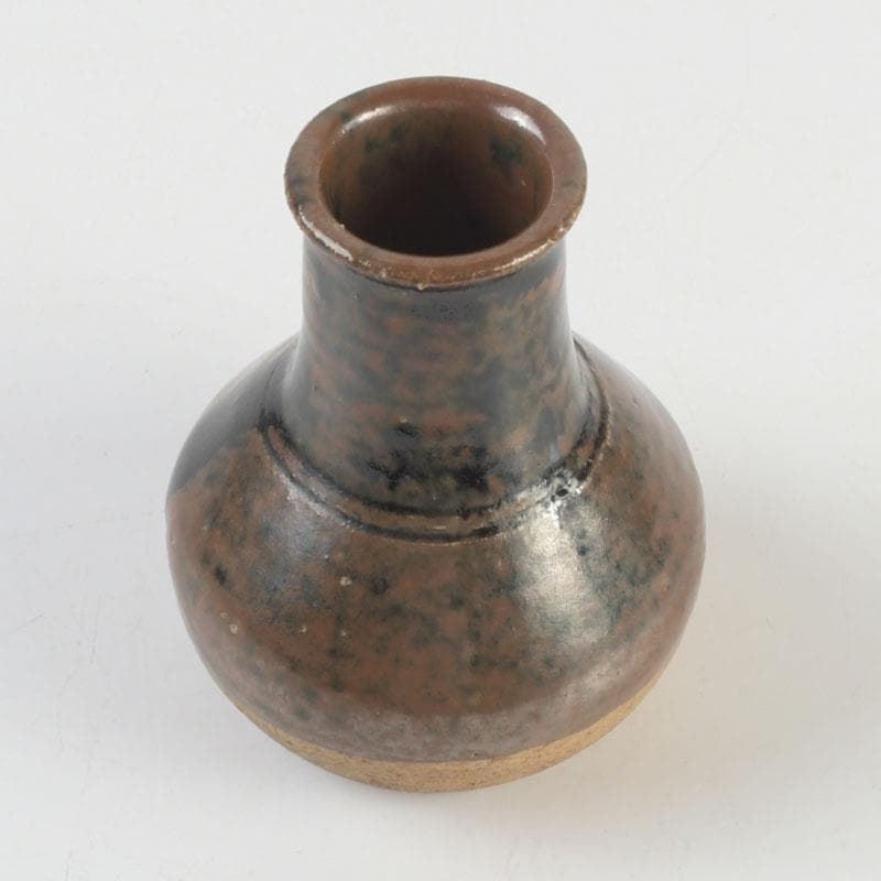 茶道具　瀬戸焼　一休作　鶴首茶入　銘「鶴寿」　仕覆付　書付共箱　V　9392