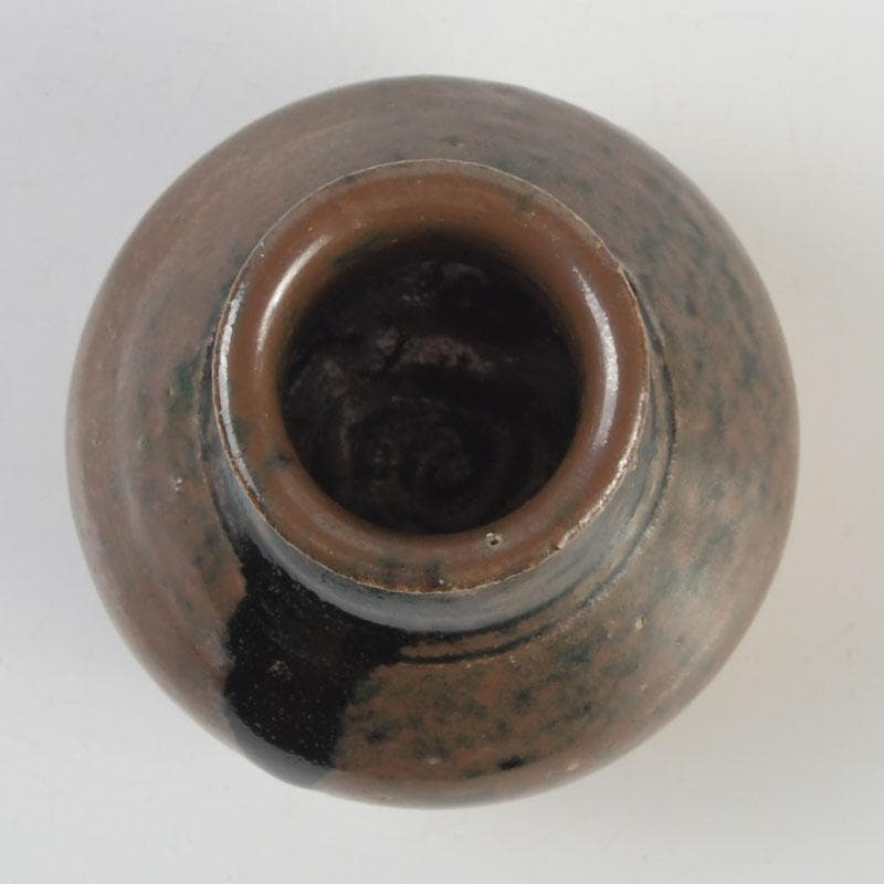 茶道具　瀬戸焼　一休作　鶴首茶入　銘「鶴寿」　仕覆付　書付共箱　V　9392