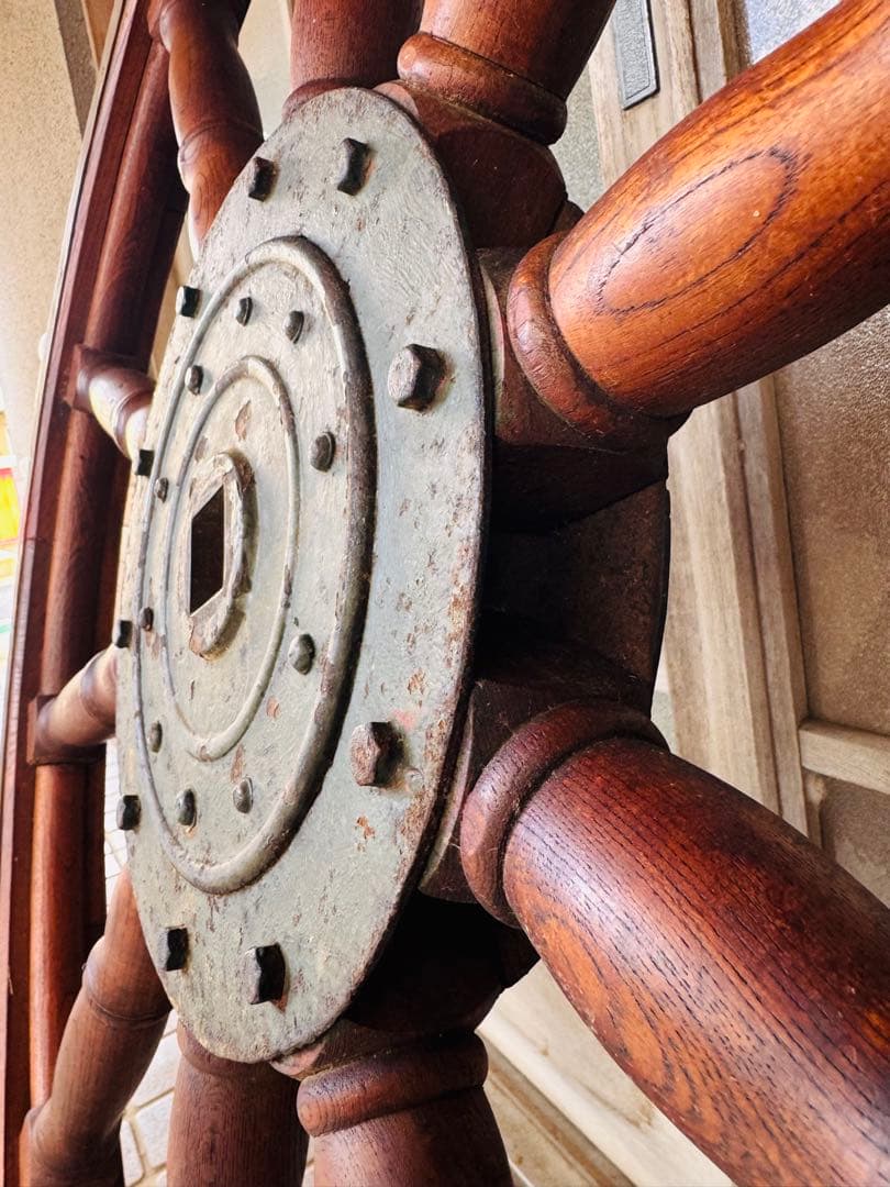 アンティーク　船舵　船輪　ビンテージ　ハンドル　木製　大型船
