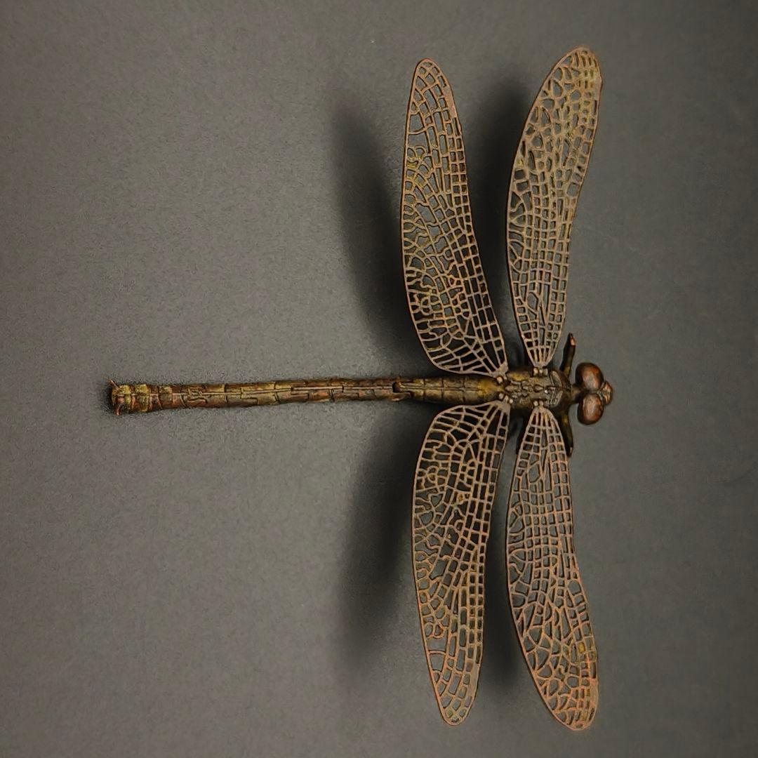 H*T様 銅製置物　勝虫　蜻蛉　トンボ　雨宮宗作　関節可動　金工品　茶道具