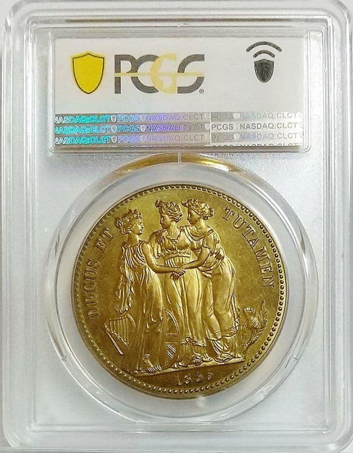 希少 1835 イギリス スリーグレイセス 黄銅貨 PCGS PR66CAM