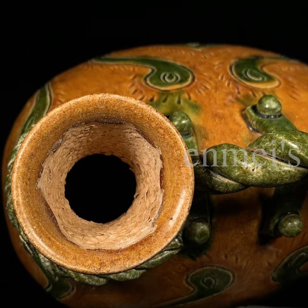 中国古美術・唐三彩・孔雀羽紋 提梁壺・三彩陶・酒具・陶芸・文房具・置物・茶道具