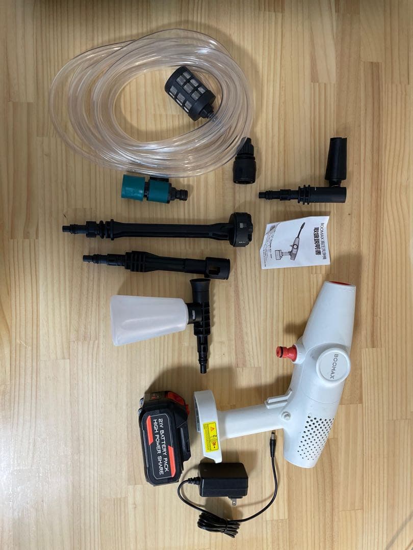 BOOHAX 高圧洗浄機本体 21V 6in1ノズル 収納ケース付き