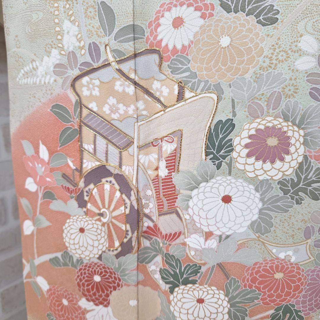 訪問着4点フルセット、着物、袋帯、帯締め、帯揚げ