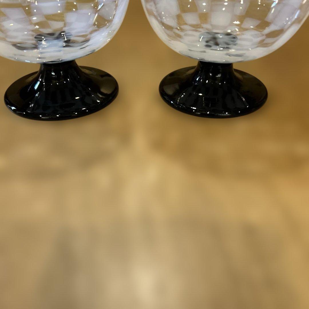 廣田硝子 大正浪漫硝子 氷コップ デザートカップ 水玉 乳白 和グラス二つ