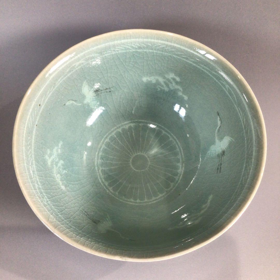 Ｐ４５５　茶碗　『高麗焼』『楽善斎　李方子造』『青磁茶碗』　抹茶碗　共箱　茶道具