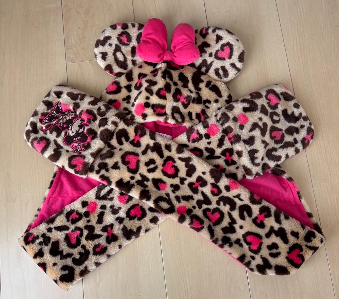 ヒョウ柄 ミニー マフラーファンキャップ