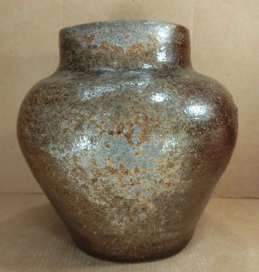 越前花入裏千家十六代 坐忘斎 書付箱 古越前(推定江戸期) 蹲 壷 六古窯