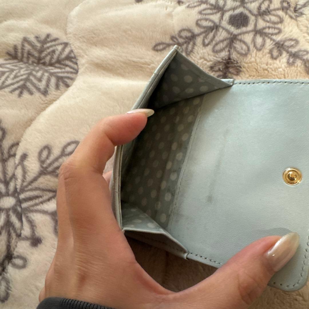 水色 キルティング 三つ折り財布