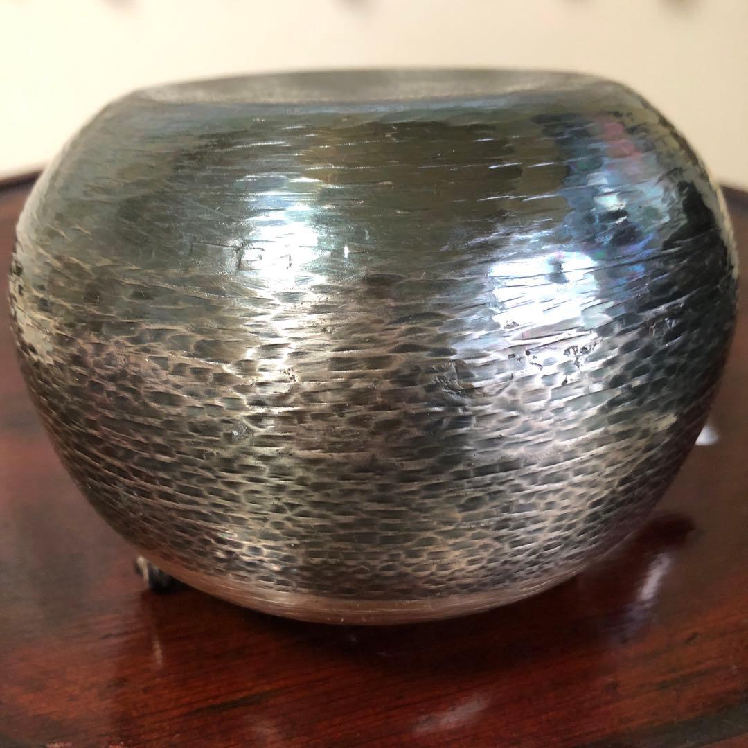 茶道具　銀瓶　銀仕上げ　丸型　750cc 専用紙箱入り　アンティーク