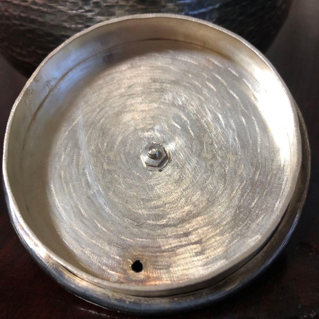 茶道具　銀瓶　銀仕上げ　丸型　750cc 専用紙箱入り　アンティーク