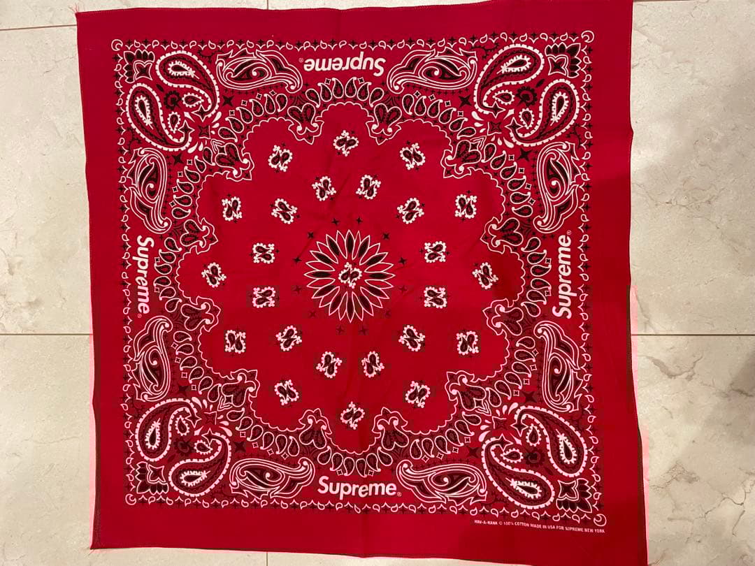 最安Supreme バンダナHav-A-Hank USAペイズリー　赤、紺　2枚