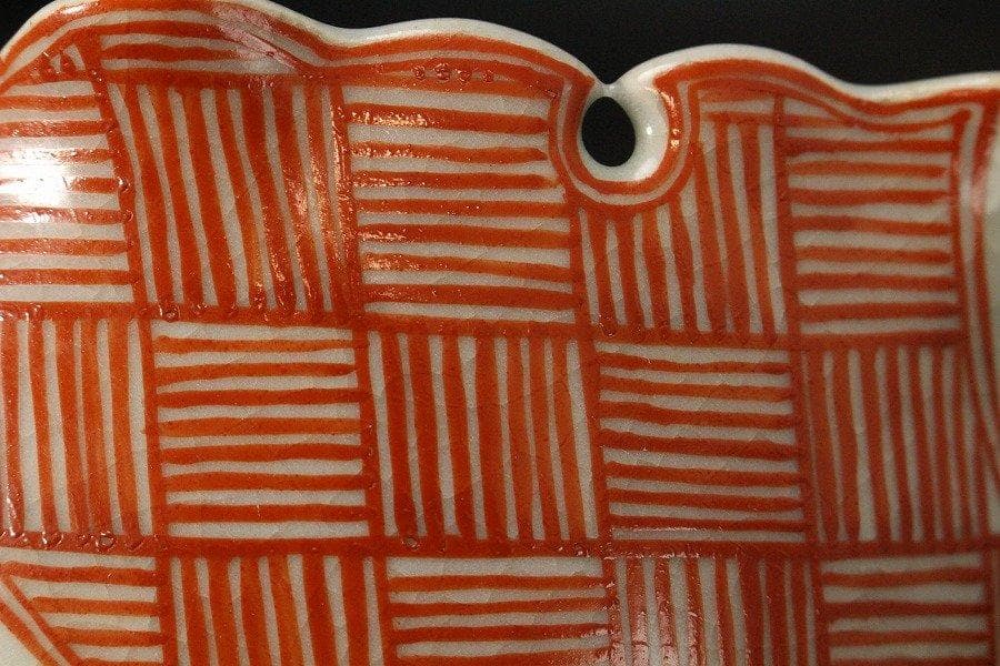 古萬古 赤絵 在印 落雁 鉢 菓子器 茶道具 旧家蔵出