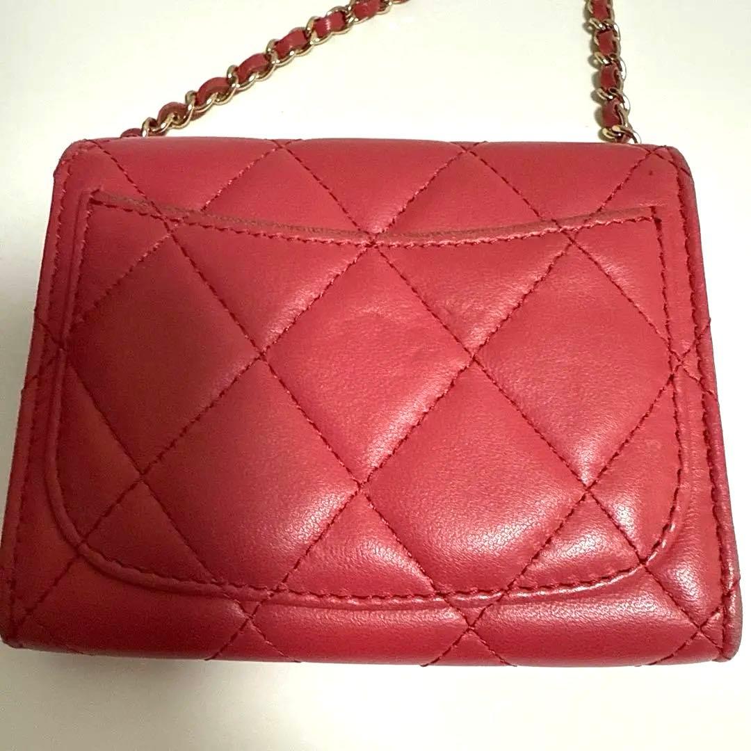 正規品 CHANEL ラムスキン チェーンクラッチ ミニポシェット