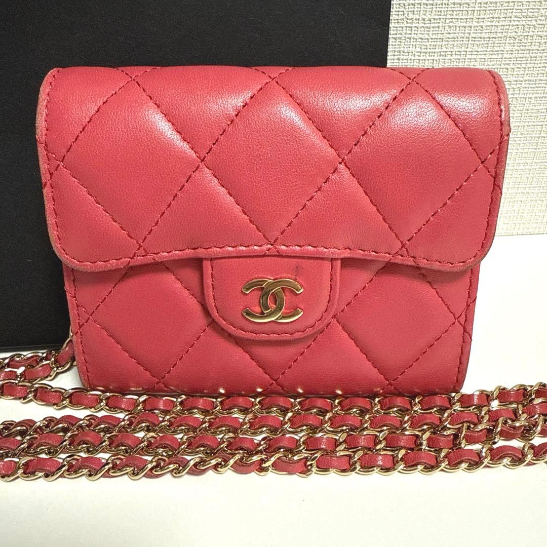 正規品 CHANEL ラムスキン チェーンクラッチ ミニポシェット