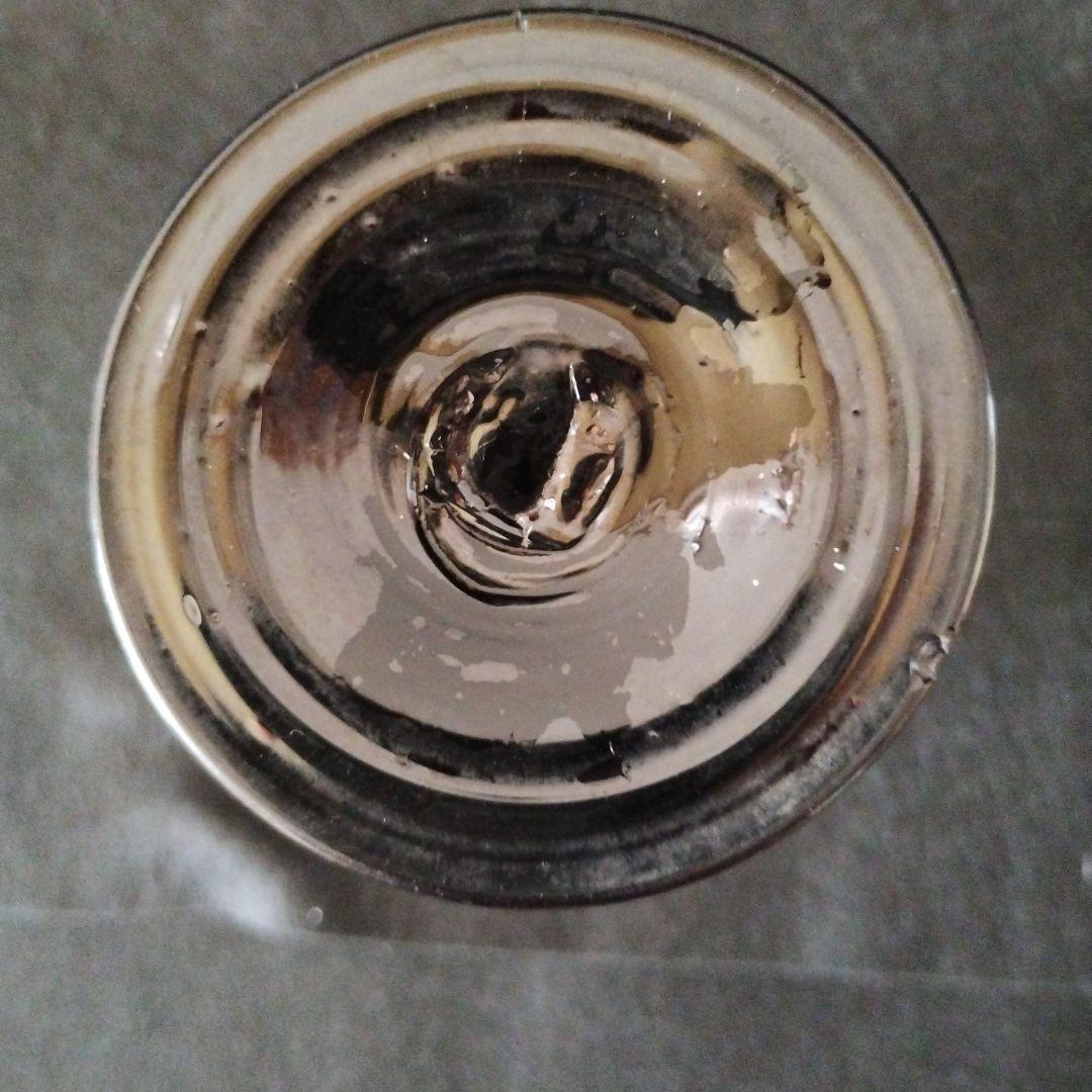 氷コップ　和ガラス乳白透かし鱗文なつめ型黒脚