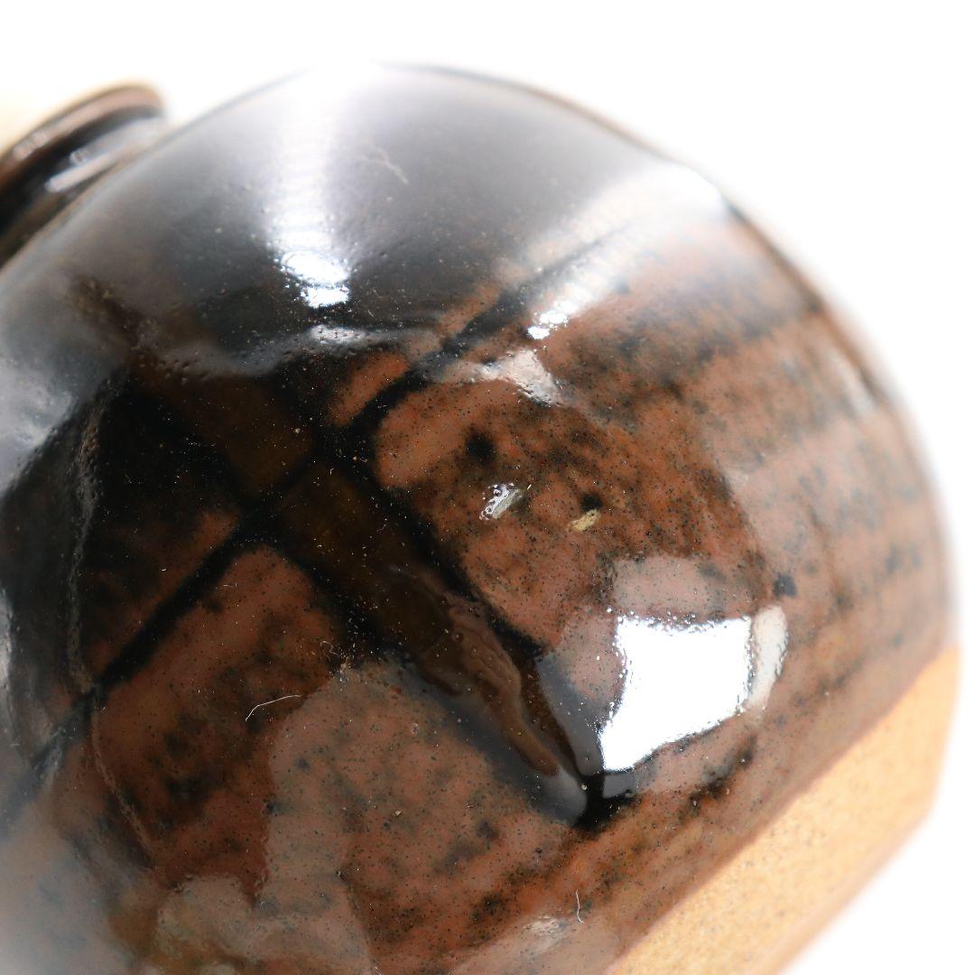 松本鐵山作 唐物 大名物写 珠光文琳茶入 有楽緞子仕覆 茶道具 共箱　V914