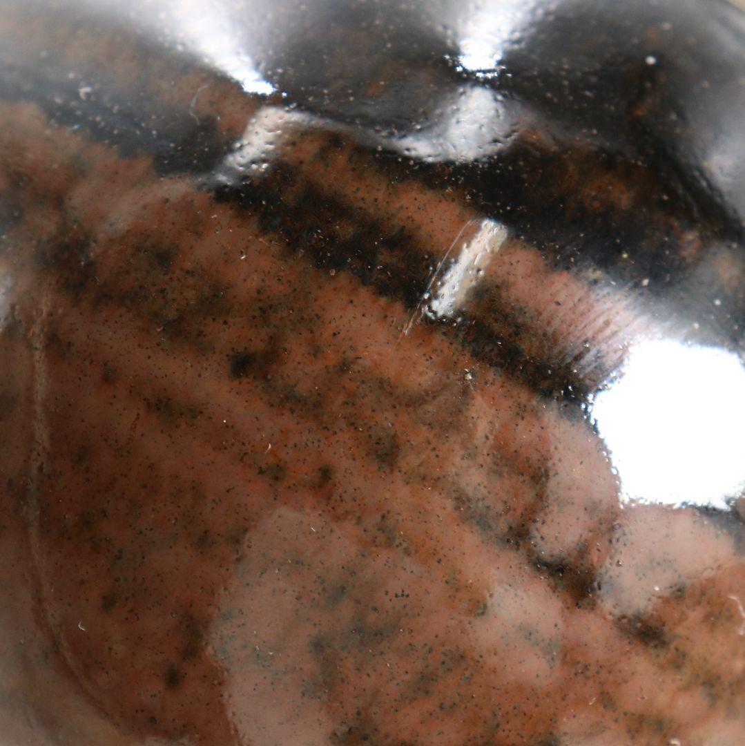 松本鐵山作 唐物 大名物写 珠光文琳茶入 有楽緞子仕覆 茶道具 共箱　V914