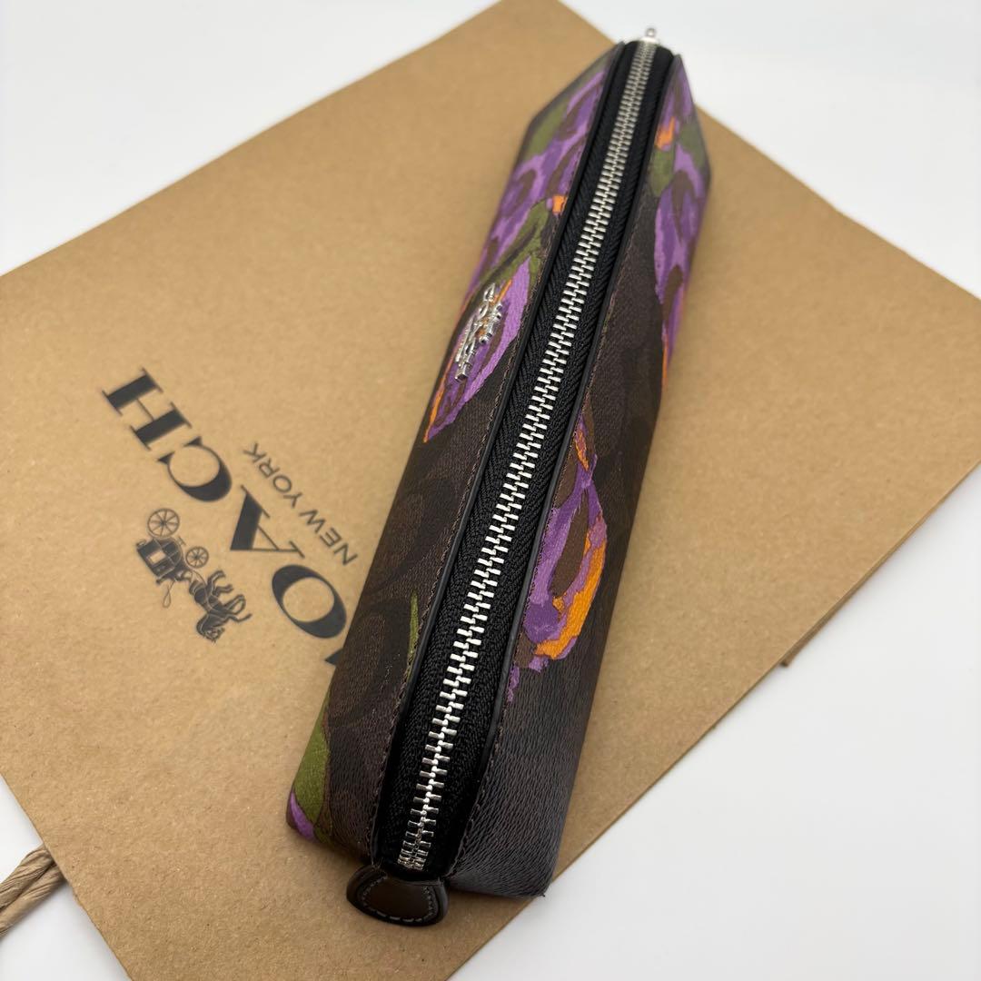 【COACH☆新品】ペンシル ケース・シグネチャー キャンバス・ローズ プリント
