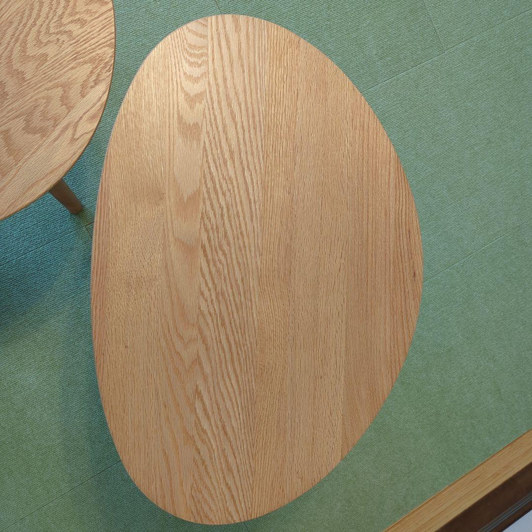 ナチュラルウッド　ネストテーブル 楕円形サイドテーブル2点セット