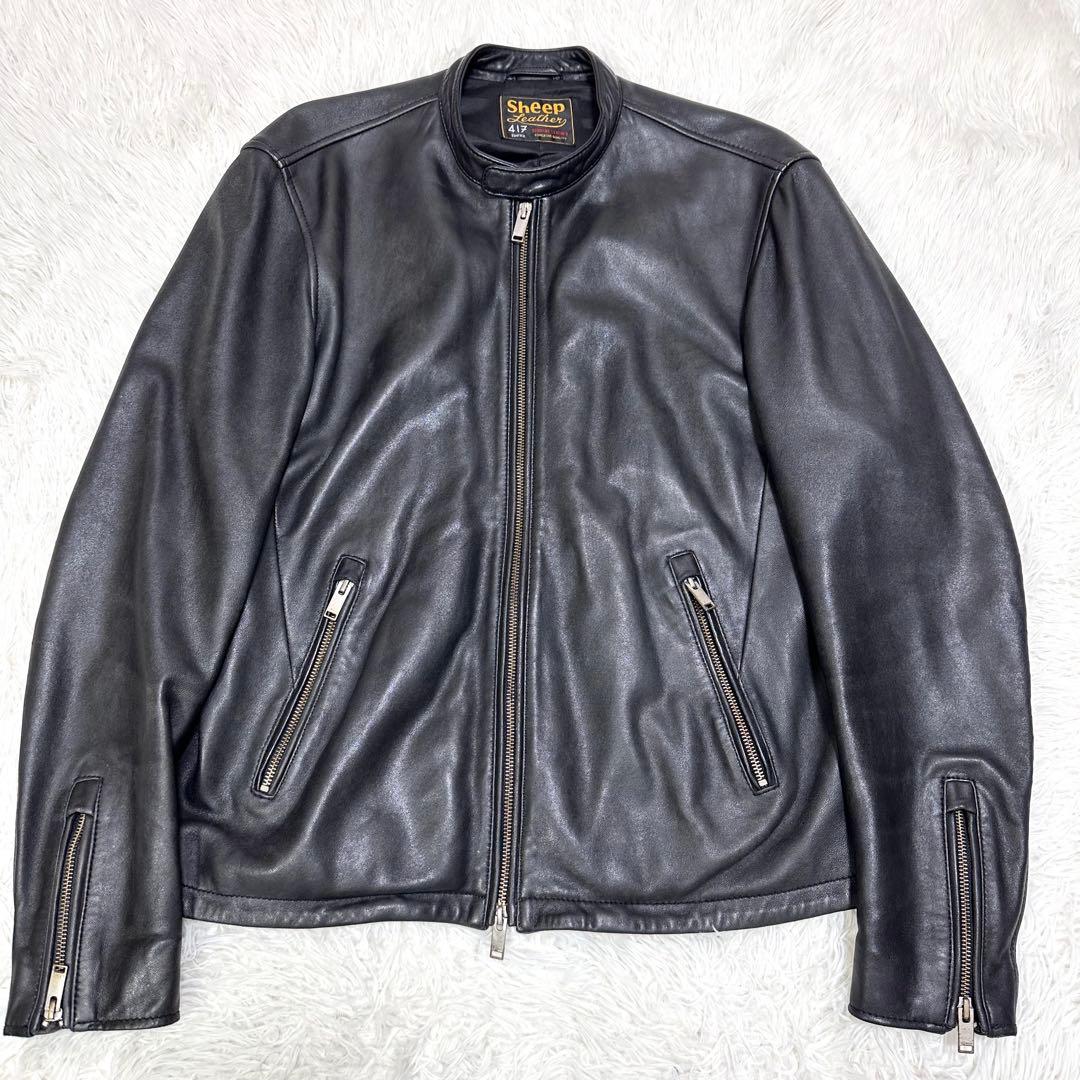 【希少XLサイズ✨】417エディフィス シングルライダースジャケット 羊革 黒