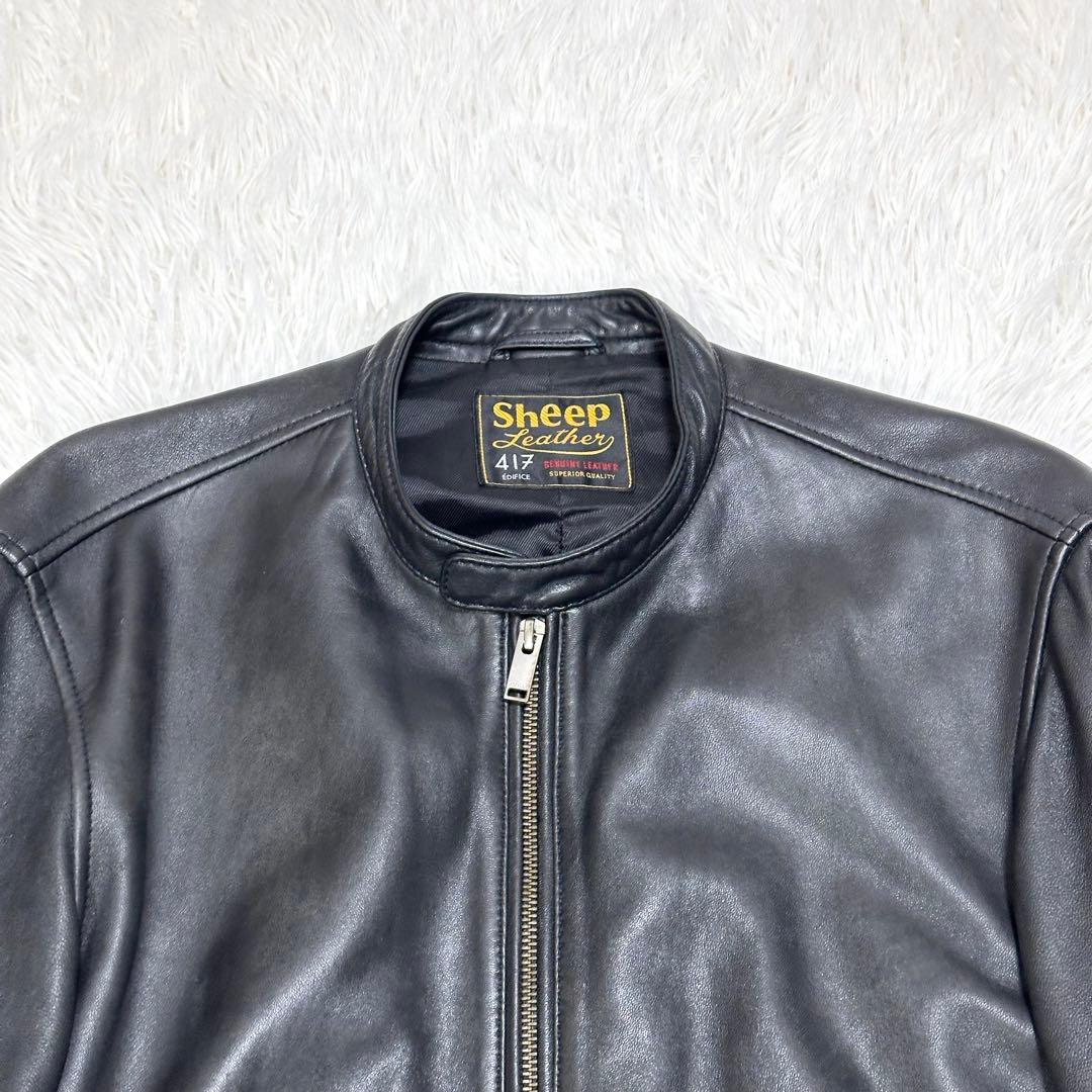 【希少XLサイズ✨】417エディフィス シングルライダースジャケット 羊革 黒