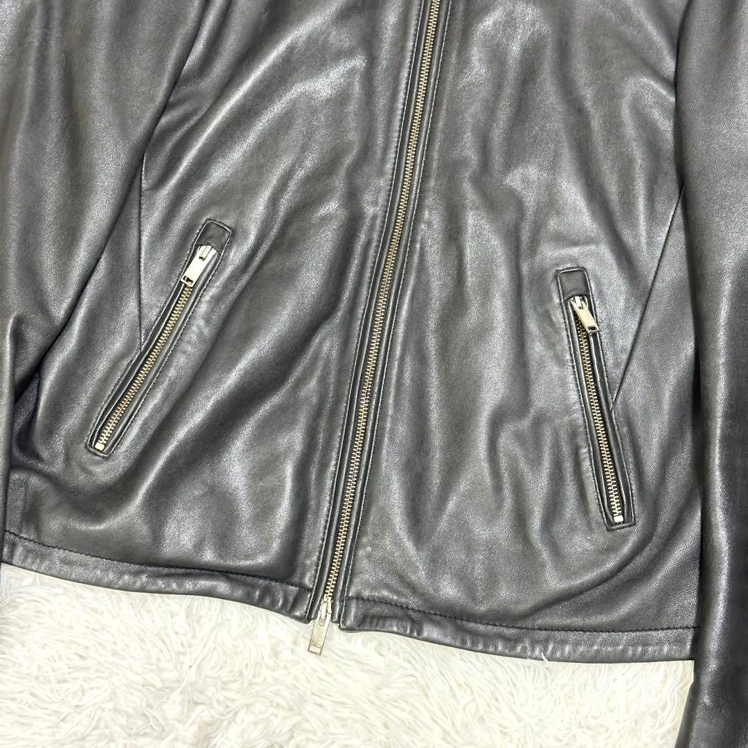 【希少XLサイズ✨】417エディフィス シングルライダースジャケット 羊革 黒