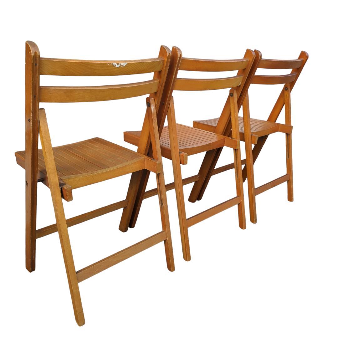 【3脚セット 】フォールディングチェア 折りたたみ椅子 木製 アンティーク