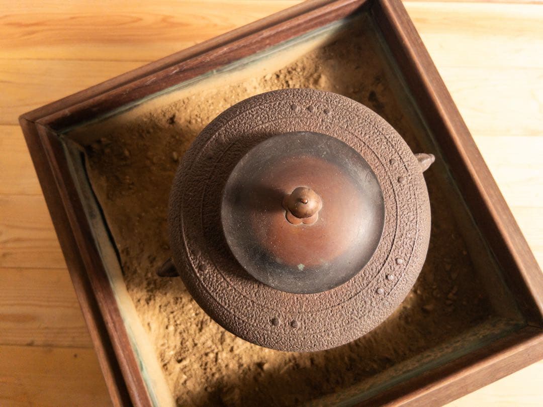 茶釜　置炉　火鉢　木彫　無垢　セット　骨董　時代もの　古道具　アンティーク