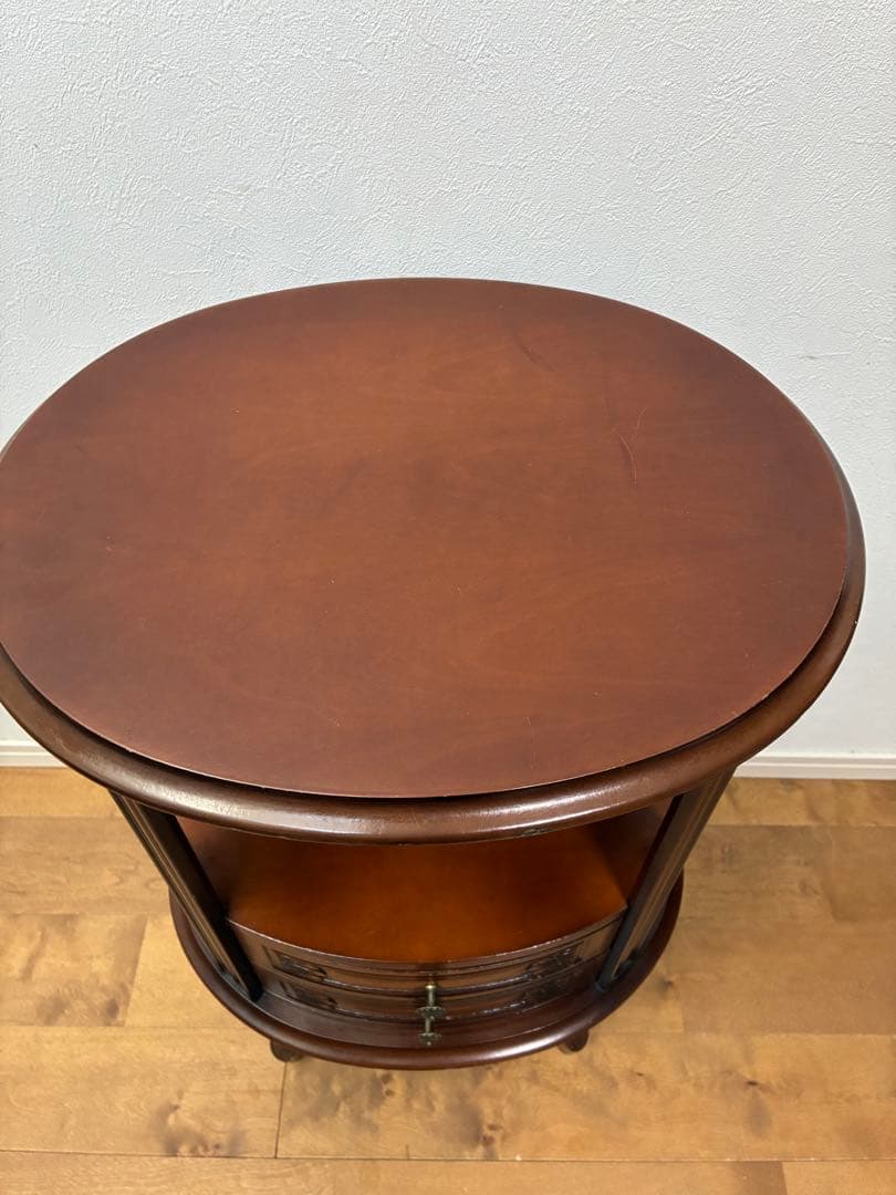 アンティーク　ラウンドキャビネット　猫脚　サイドテーブル