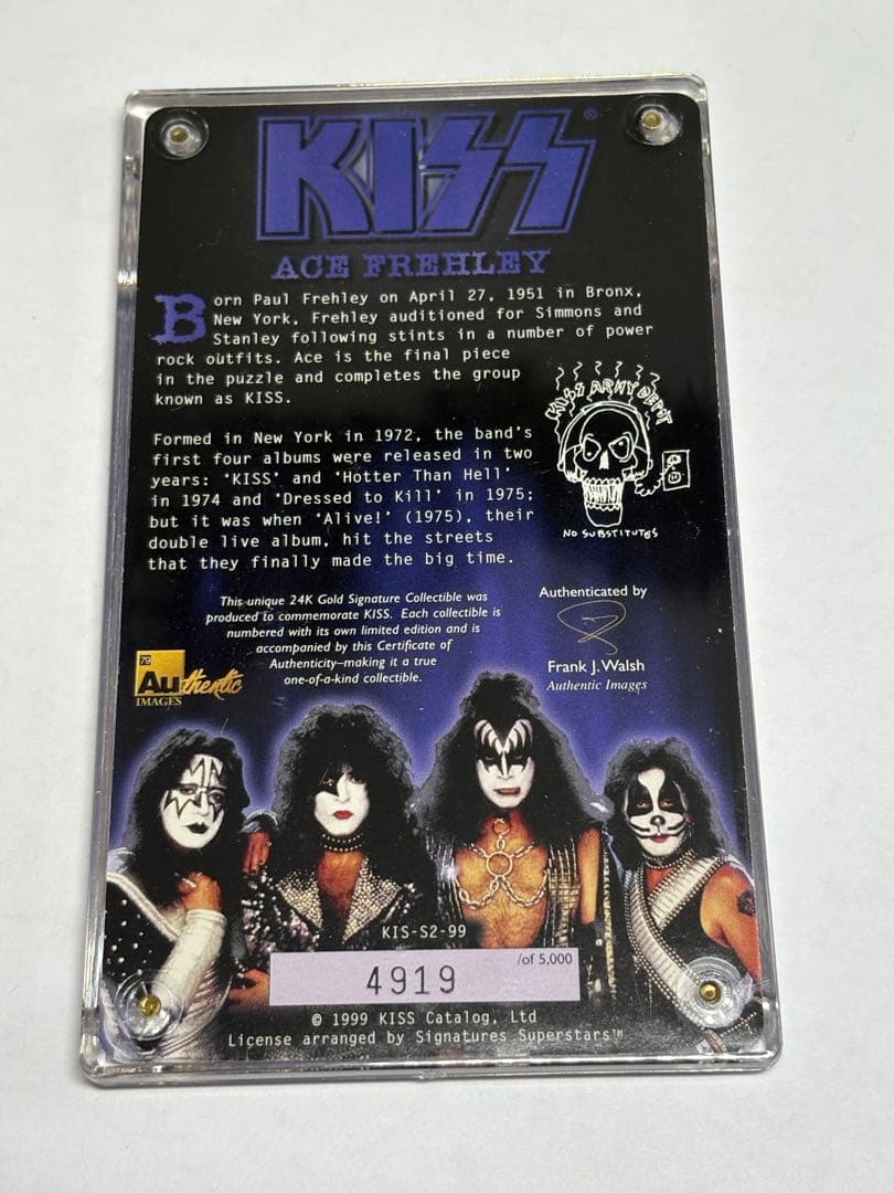 エース・フレーリー(KISS)純金製カード　シリアルナンバー24k証明書付き
